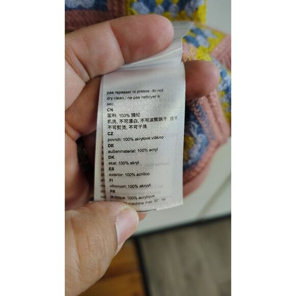 WESC Women's Pink/Yellow Floral Granny Square Crewneck Patchwork Vest XXL - Picture 4 of 7